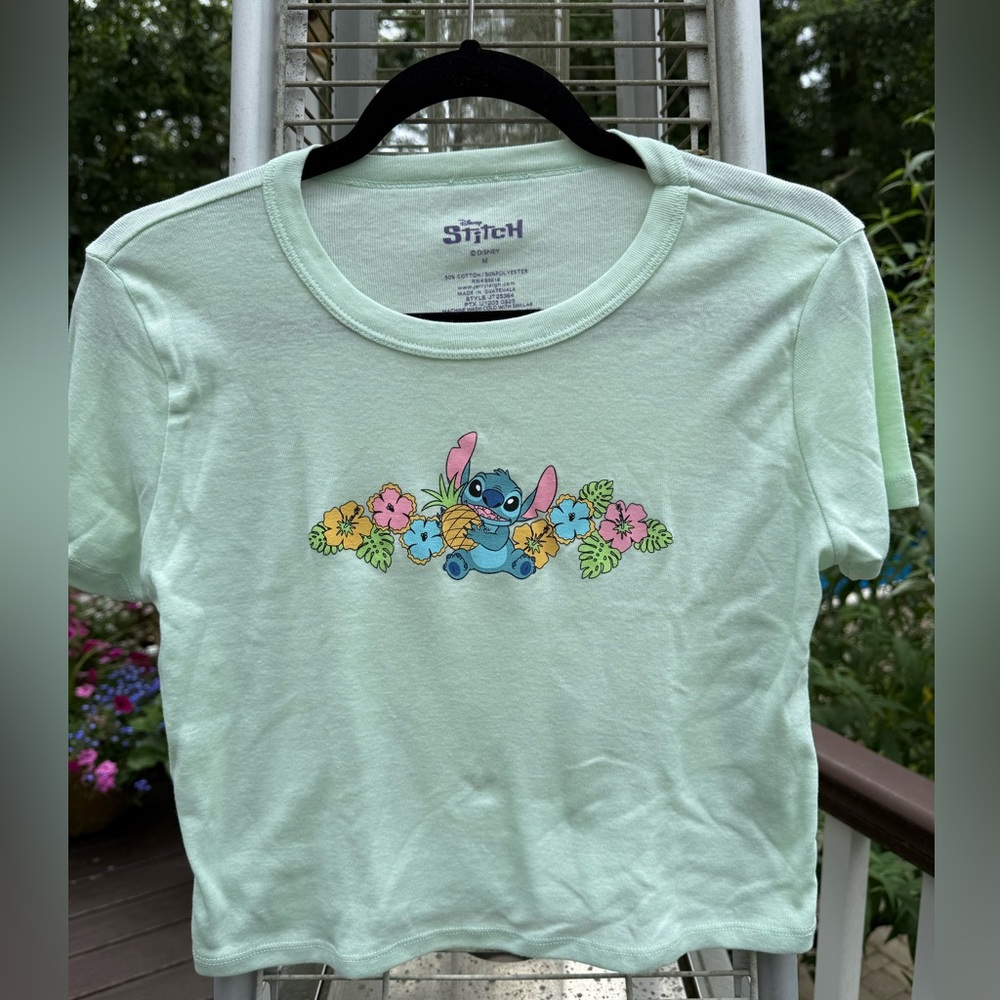 Disney Pale Green Short Sleeve Tee with LILO & Stitch Graphic
